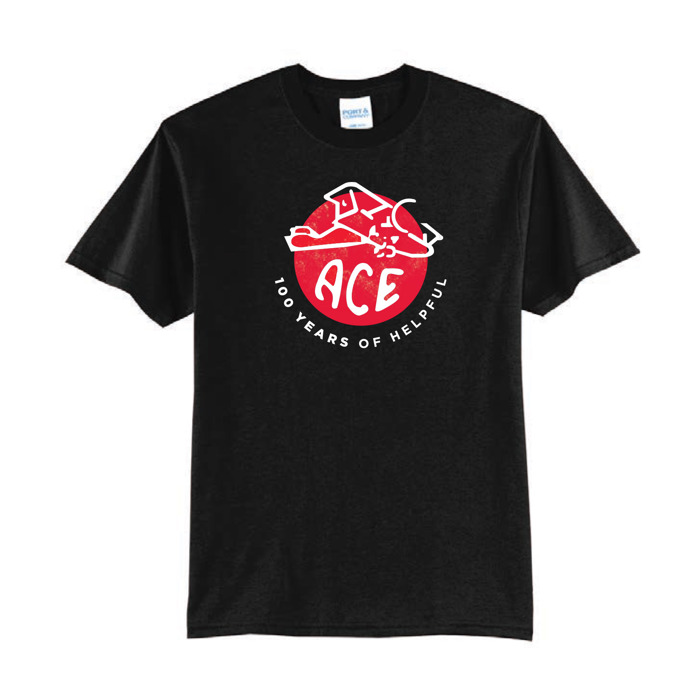 100th Anniversary Tee with Retro Plane in Circle Ace Hardware Logo